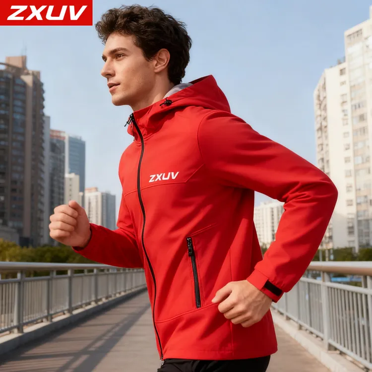 ZXUV男女款连帽跑步户外运动外套跑步外硬软壳休闲登山