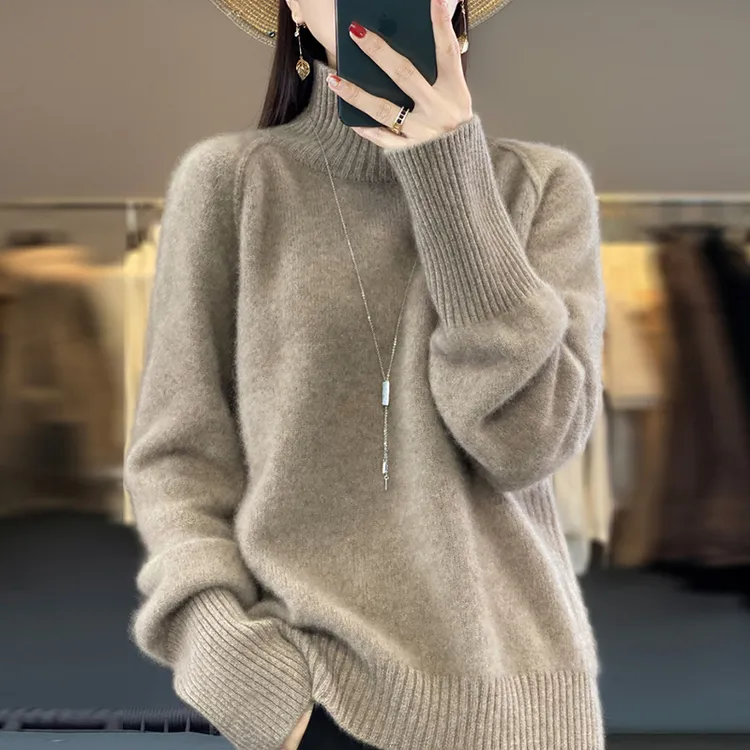 时尚爆款高领针织打底衫女2026新款洋气宽松加厚大码女装秋冬毛衣