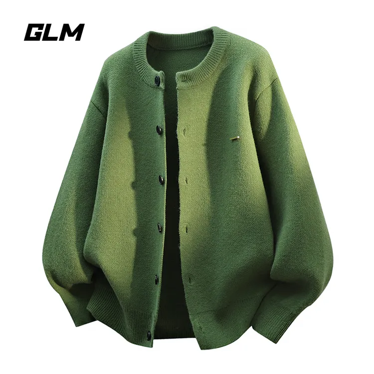 GLM秋冬季新款立领拉链高级感开衫舒适宽松毛衣针织衫 外套男