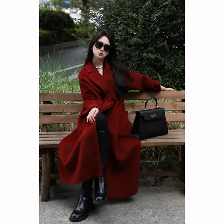 双面羊毛呢大衣2025新款翻领宽松百搭气质外套24DS866【运费补贴】