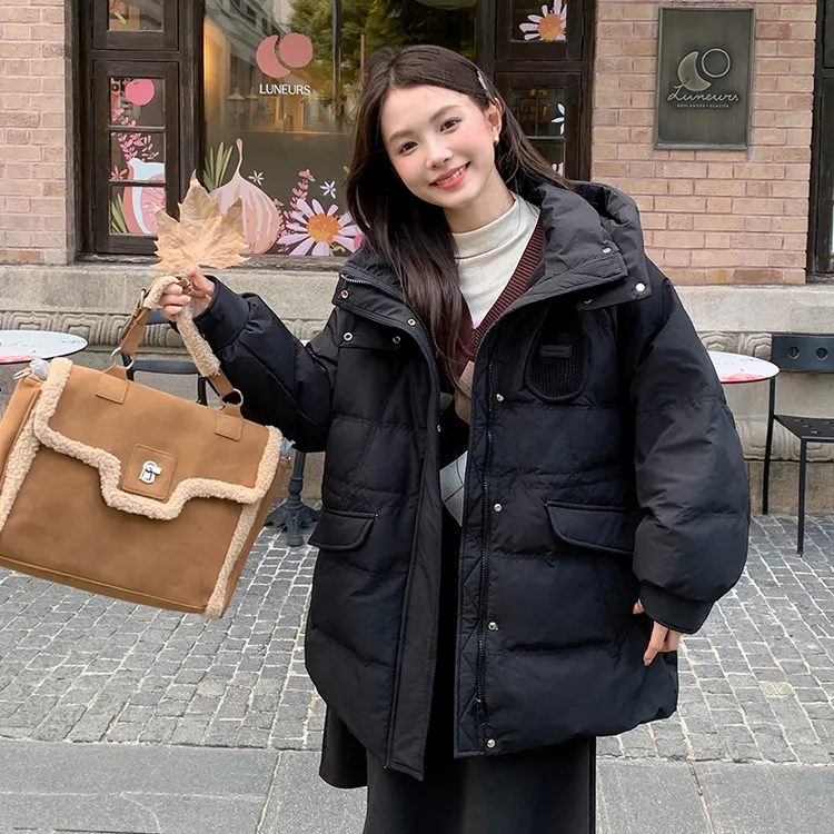 DEJIBVU/大季胖mm200斤秋冬宽松加肥加大码羽绒服女针织中长9923