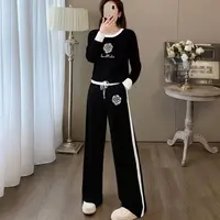 【粉丝专享】2件套春秋季烫钻女套装长袖圆领轻奢潮流宽松套装女517