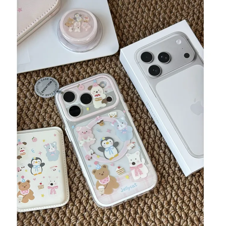 磁吸*2合1双层粉圈玩偶一体ai按键适用苹果iPhone17promax手机壳