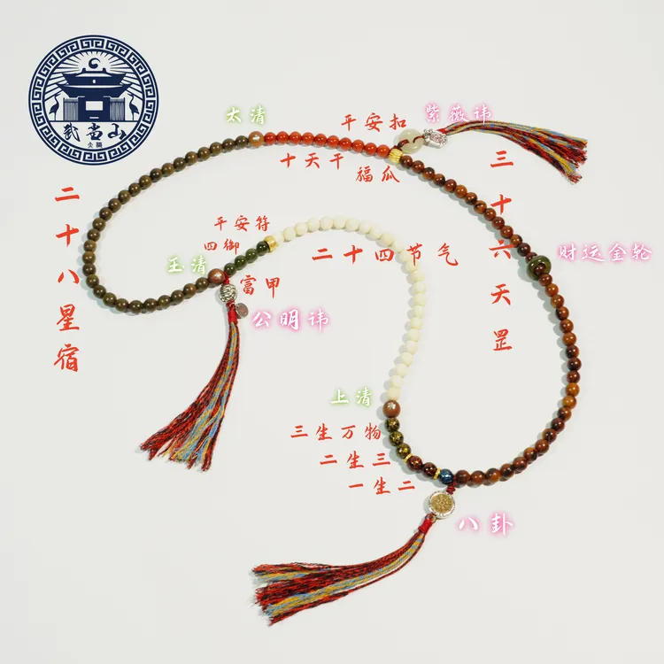 【武当山】雷击枣木《三清》流珠高定108道家文玩手串