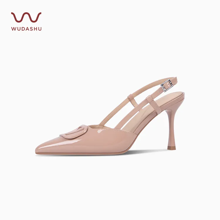 穿高跟鞋的吴大叔气质包头凉鞋经典性感漆皮尖头高跟鞋女
