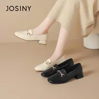 JOSINY/卓诗尼英伦乐福鞋英伦风方头粗跟单鞋春季中跟欧若精灵风