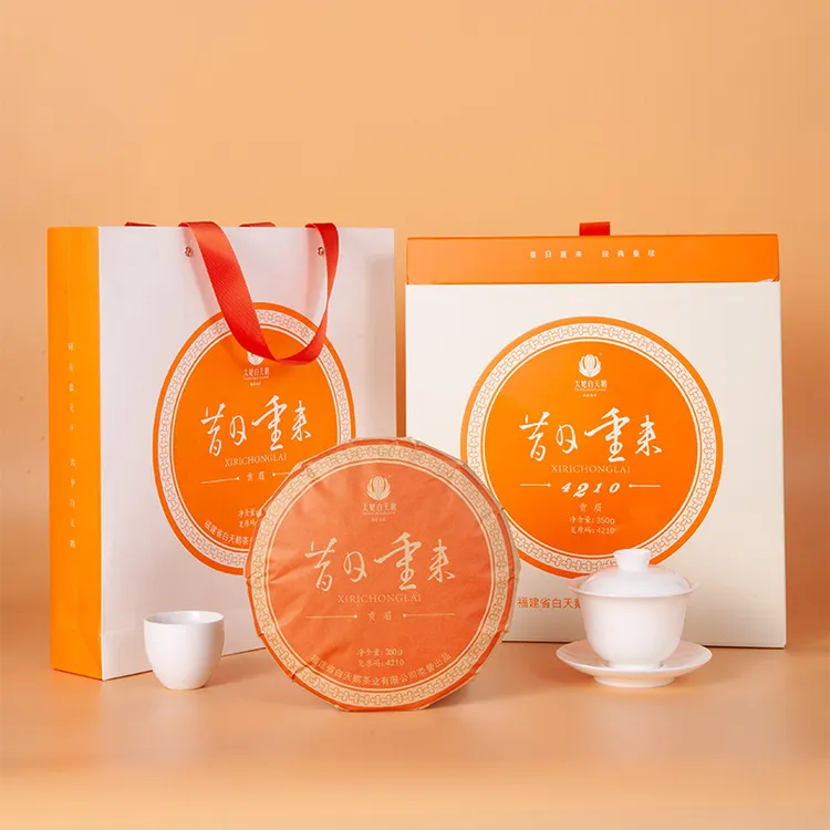 （昔日重来）太姥白天鹅2019年紧压贡眉饼350g正宗福鼎老白茶