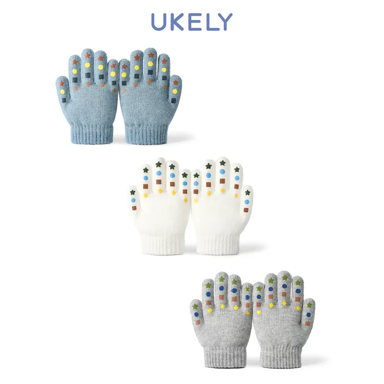 优可力宝宝手套防滑全指手套儿童分指手套冬季男女童保暖玩雪防寒