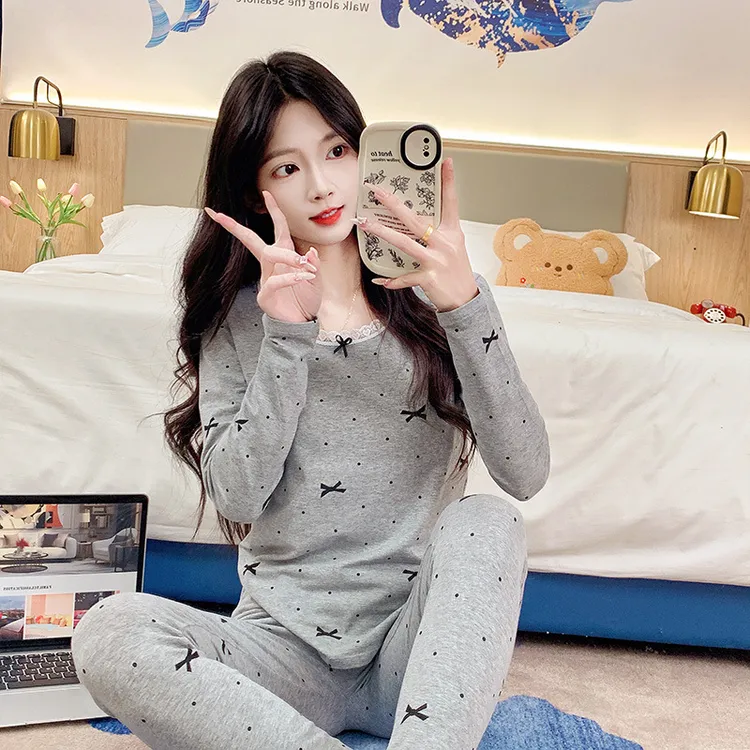 女套装秋衣秋裤少女棉毛衫初中高中学生保暖内衣大童青少年冬打底