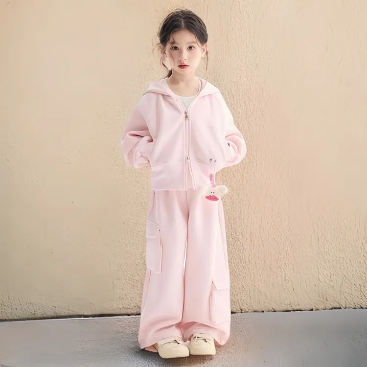 女童休闲两件套秋季儿童女孩可爱甜美时尚简约风长袖长裤宽松韩版