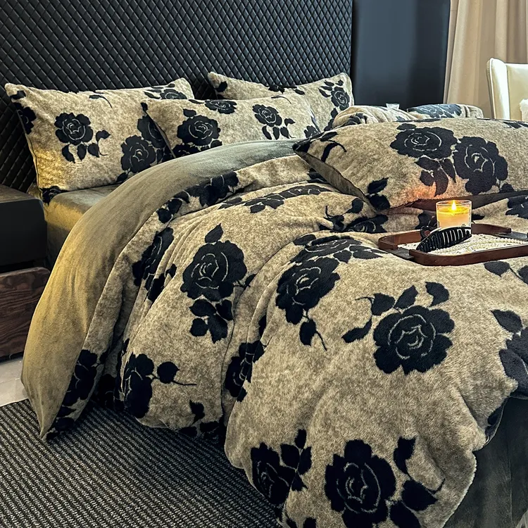 冬天保暖牛奶绒床单四件套冬季双面绒被套家用绒绒暖意床上用品