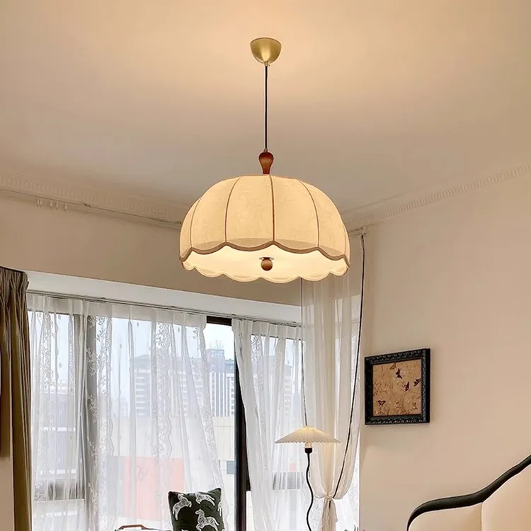 法式田园卧室吊灯北欧创意布艺高级感客厅复古餐厅吊灯简约书房灯