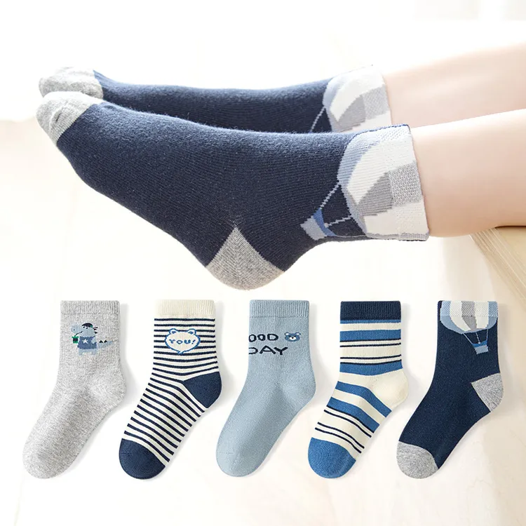活动款）六指鼠无骨儿童袜子男童学生中筒袜中大童运动春秋款棉袜