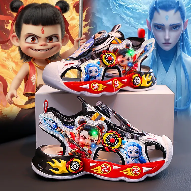 ABC哪吒敖丙凉鞋男童凉拖2025新款夏季儿童运动发光沙滩鞋子男孩