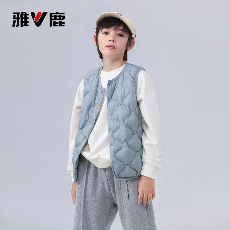 【90绒】雅鹿儿童男宝反季羽绒内胆无领女羽绒马甲背心轻薄秋冬保暖