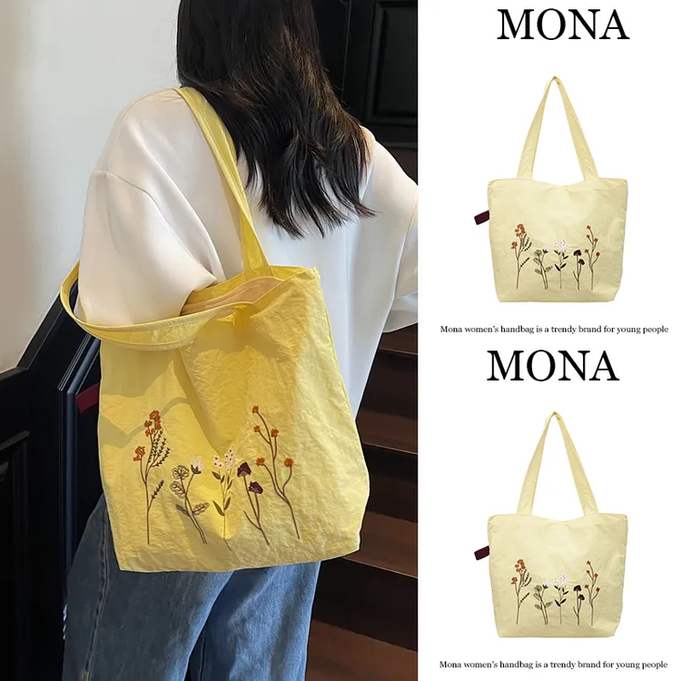 Mona可爱手提帆布包大容量包包女2025年新款夏季时尚单肩包托特包