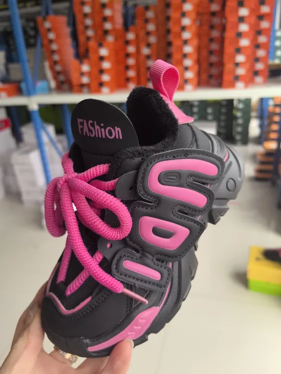 女童加绒运动鞋秋冬季2024新款儿童加厚保暖老爹鞋软底7210酷洛米