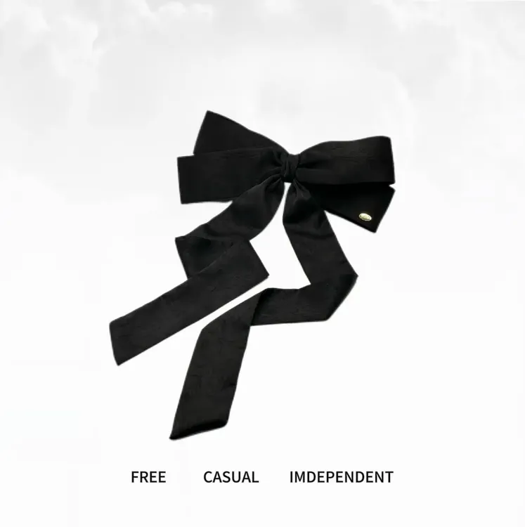 新品超大号蝴蝶结缎面长飘带鸭嘴夹优雅气质百搭显脸小蝴蝶结发夹