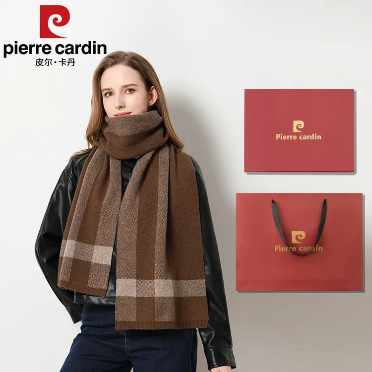 围脖加厚保暖纯羊毛秋冬季高级粉保暖围巾百搭格子流苏不掉色礼盒