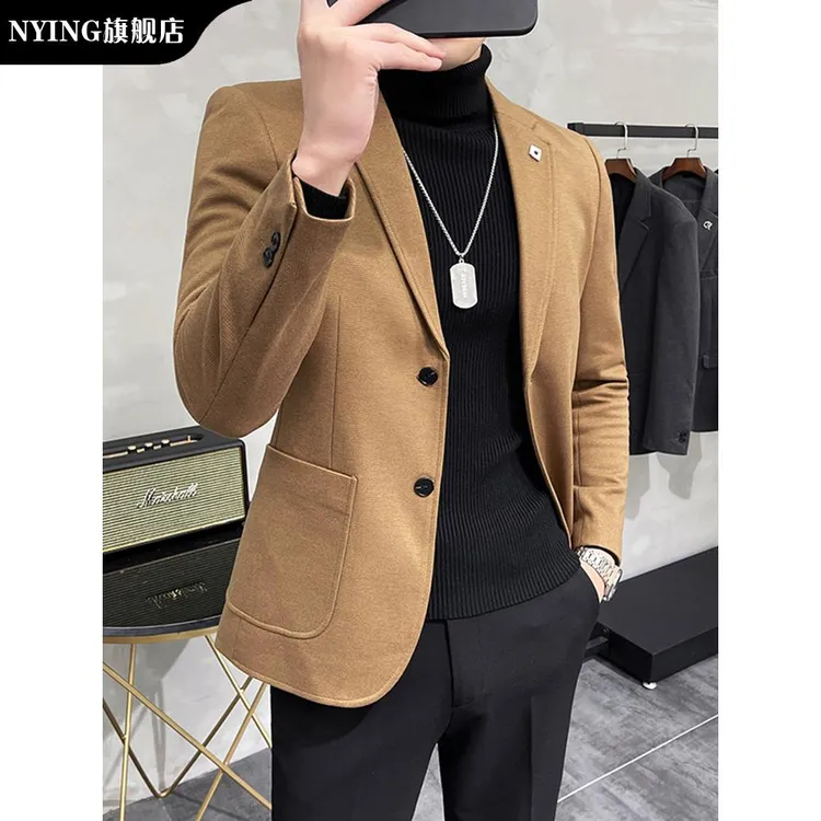NYING高端休闲西装男式夹克春秋季加厚男式服装2025新款优雅帅气
