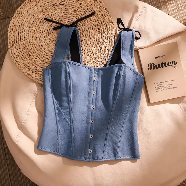 牛仔甜酷风吊带背心女内搭外穿2025新款性感辣妹美背抹胸上衣外穿
