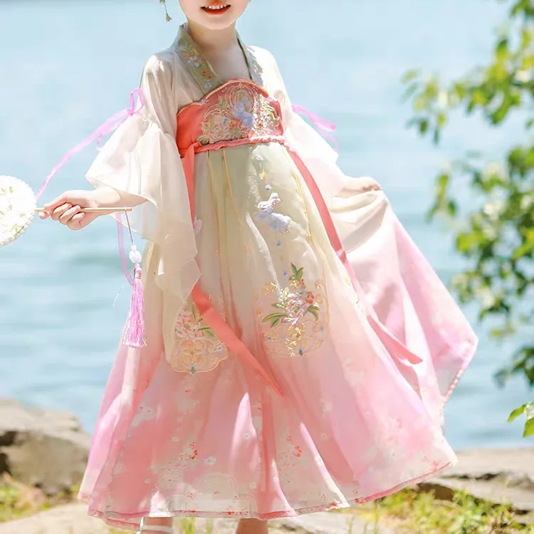 儿童2025汉服女童国风连衣裙女孩洋气古风唐装超仙古装夏季公主裙