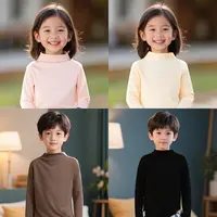 半高领秋冬保暖男童女童纯色加厚内搭学生百搭弹力打底衫上衣