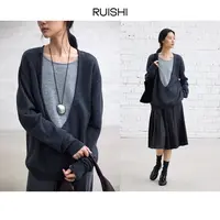RUISHI芮时凛冬双颂撞色假两件U领羊毛长袖针织衫女冬R25C1115801