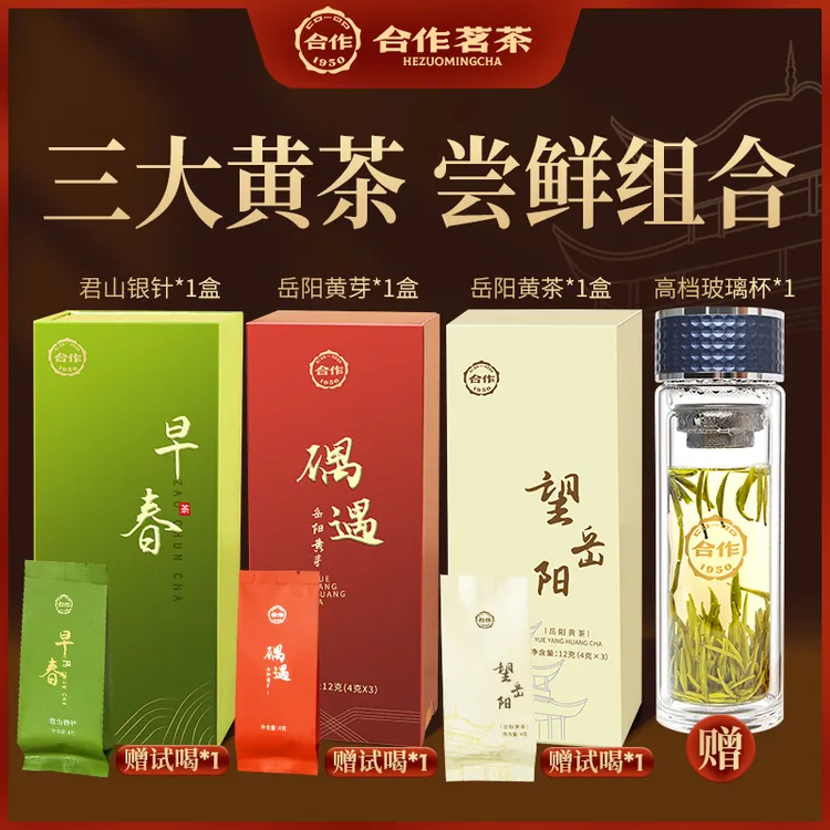合作茶业黄茶君山银针尝鲜闷黄发酵茶叶送礼组合装岳阳