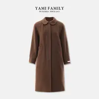 【黑松露】YM 918 时尚休闲简约中长款娃娃领经典羊毛大衣