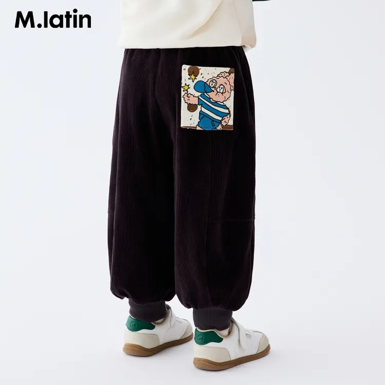 【达人专属】马拉丁儿童裤子25冬新款小童艺术家口袋贴布灯芯绒保暖休闲裤