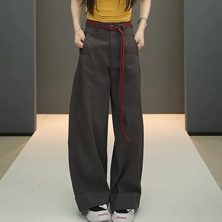 美式复古风工装休闲裤女2026春秋新款韩版洋气减龄气质直筒阔腿裤