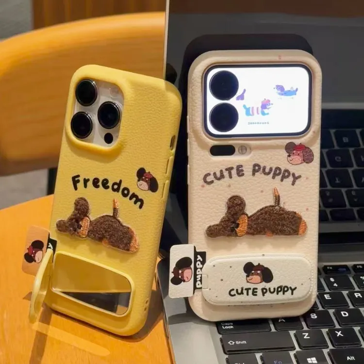 GGBond趴趴小狗标签支架适用苹果17皮纹16手机壳小米vivo华为oppo