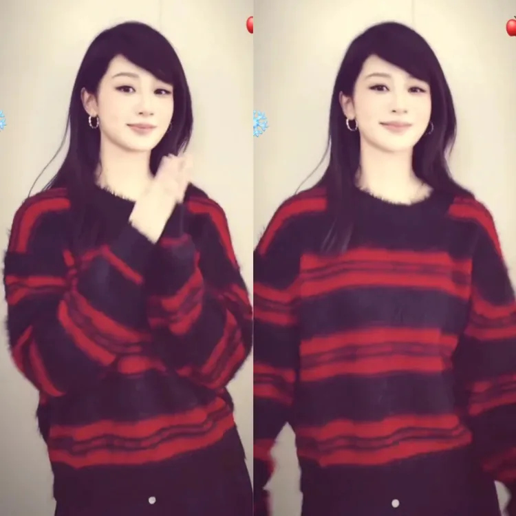杨紫同款圆领红黑条纹马海毛毛衣秋冬氛围慵懒宽松百搭针织上衣女