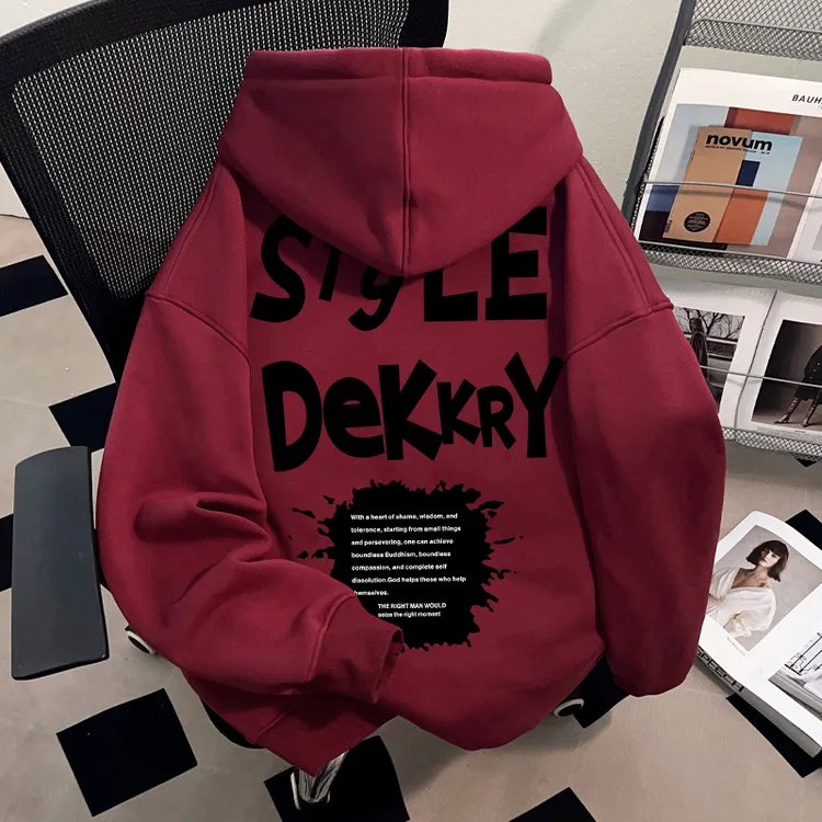Dekkry潮牌个性时尚百搭港风高级感秋冬季连帽卫衣男女款ins上衣