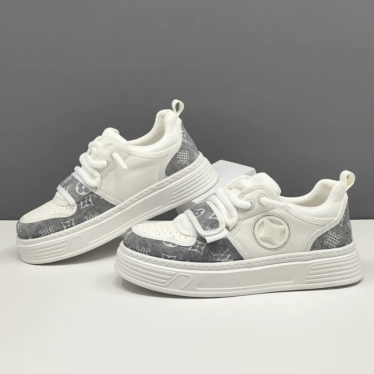 欧洲站男鞋高端轻奢透气运动板鞋男厚底休闲鞋子男款真皮百搭潮鞋