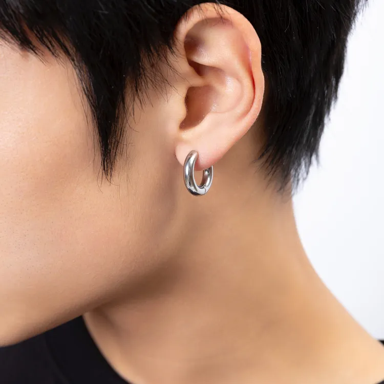 钛钢耳饰 高级感大号粗款耳环男钛钢不掉色网红同款ins嘻哈耳圈女