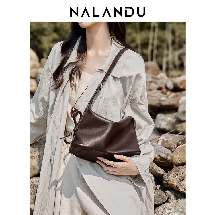 NALANDU纳兰杜慵懒风hobo小众腋下包斜挎百搭头层牛皮包2025新款