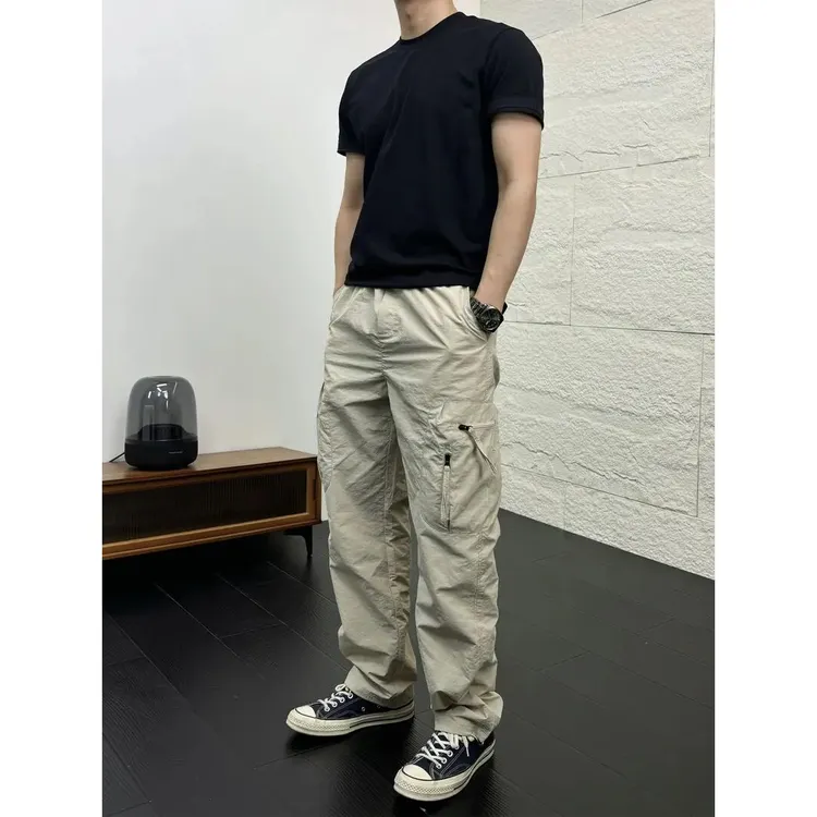 SOS美式休闲肌理感直筒伞兵工装裤多色立体裁剪多口袋拼接休闲裤