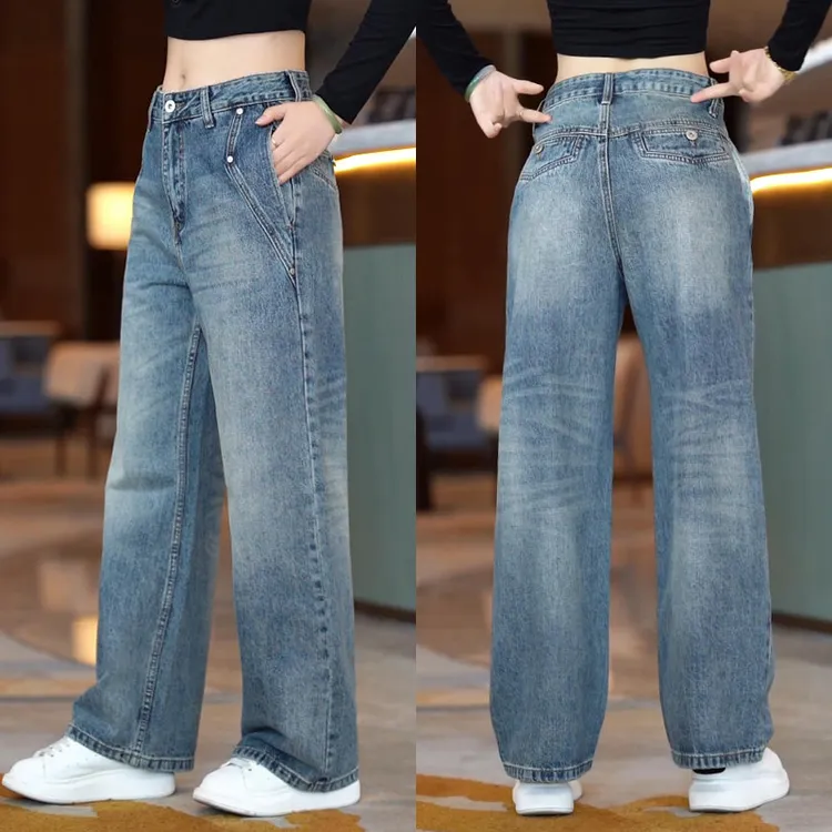 2025新款痞帅牛仔裤男百搭个性结构大喇叭长裤男装时尚宽松阔腿裤
