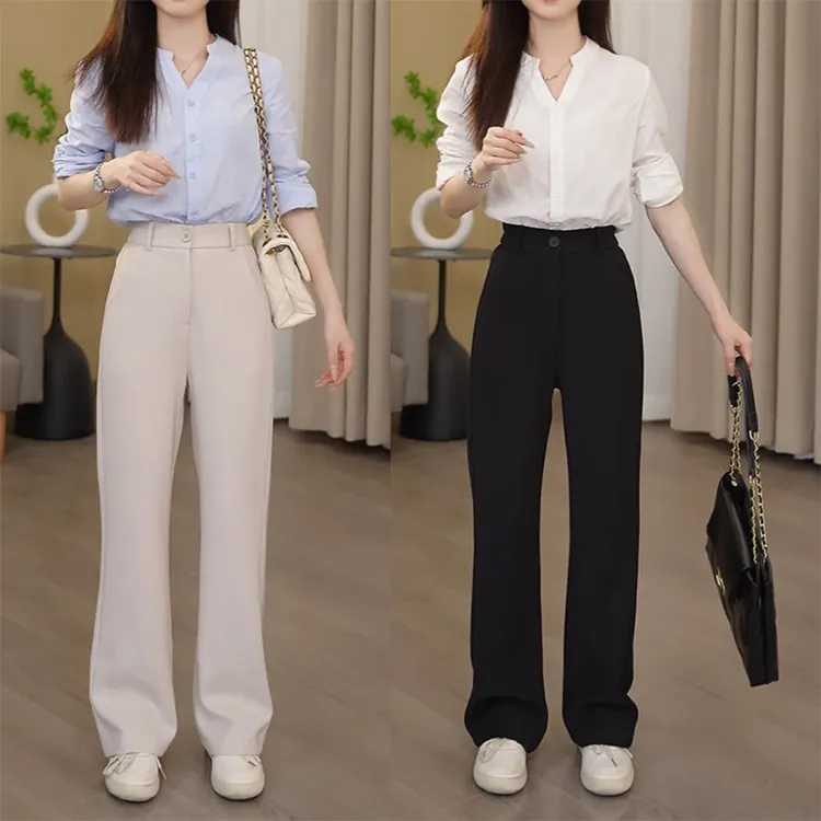 韩版高腰直筒百搭垂感裤女2025年春夏季新款高级感潮流气质休闲裤