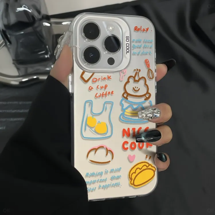 涂鸦水果小熊适用iPhone苹果16PROMAX手机壳12/ /XSMAX/13创意14