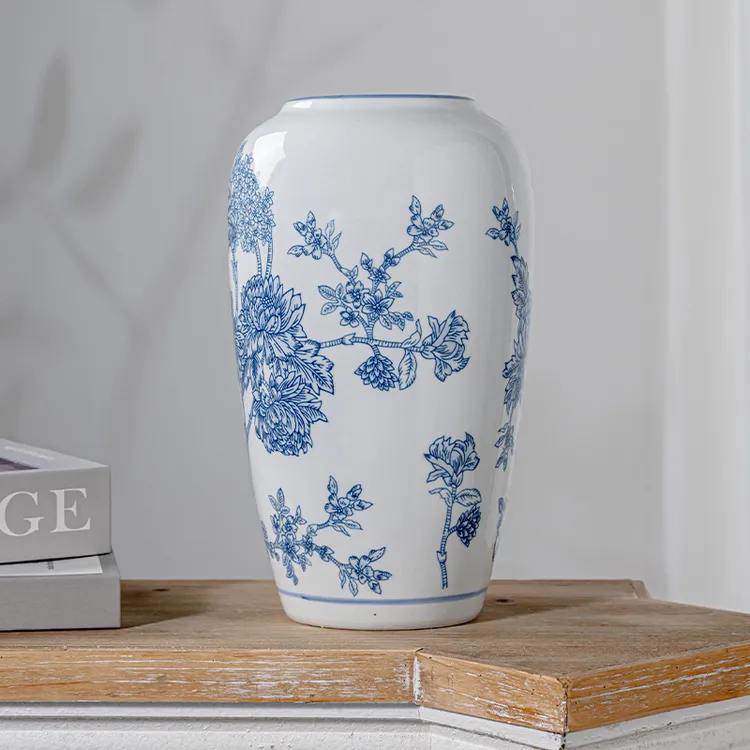 景德镇青花陶瓷花瓶新中式客厅家居玄关智能装饰插花摆件可水培