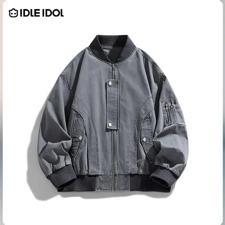 IDLE IDOL美式复古简约高街巴恩风时尚宽松休闲秋款情侣夹克外套