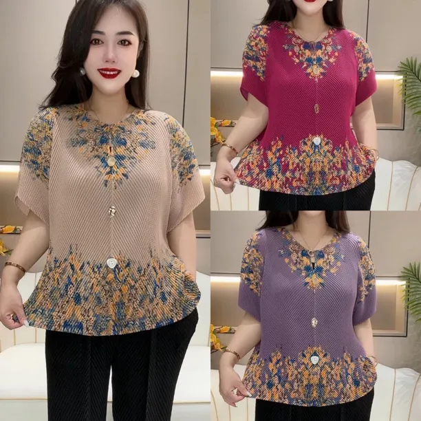 <专柜品质>高弹边花大版龙鳞褶皱衫