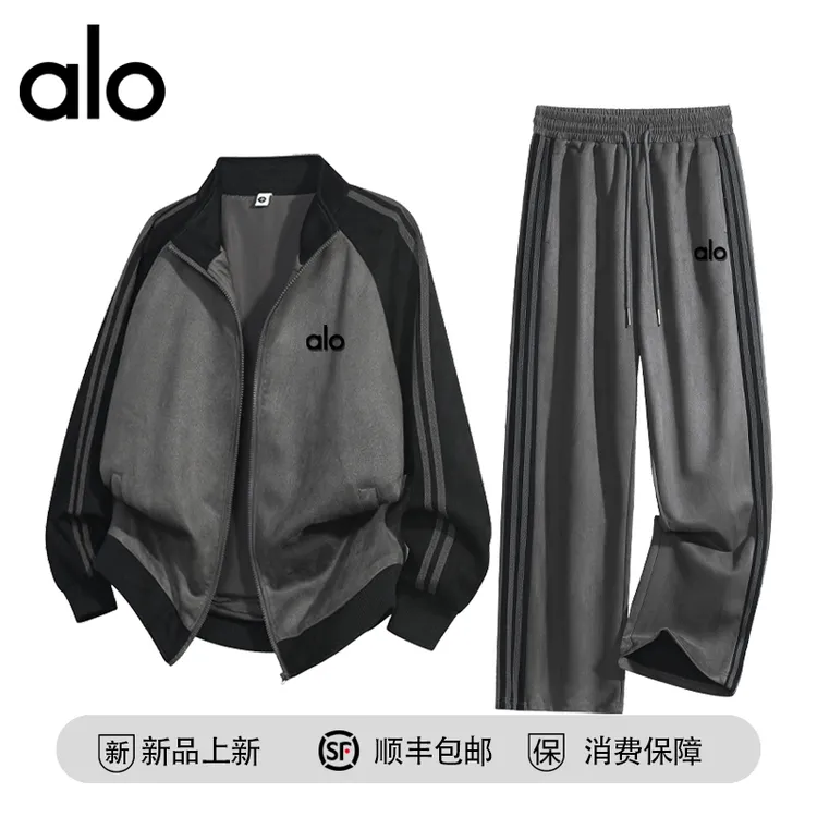alo潮牌 秋季美式休闲运动套装情侣美式宽松慵懒风卫衣卫裤两件套