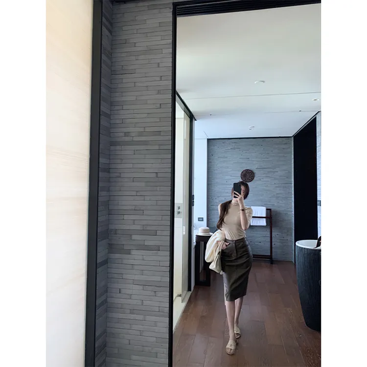 OKMA SHOP【新款】PU皮半身裙气质女秋显瘦裙子网红时尚修身包臀裙