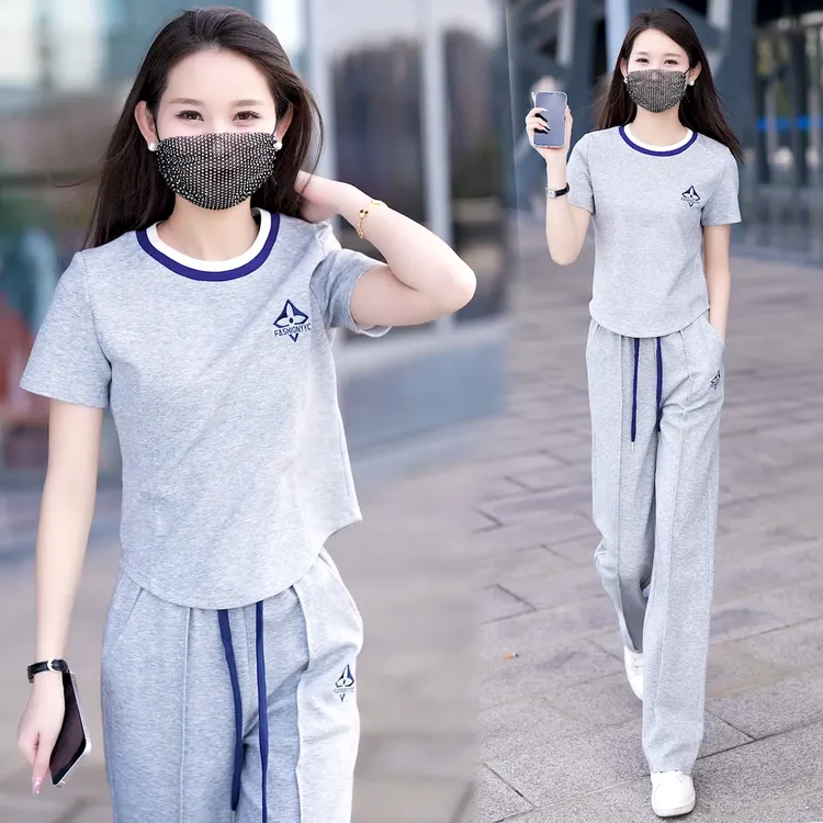 拉夏贝尔高级感休闲运动服套装女2025夏季新款洋气减龄时尚两件套