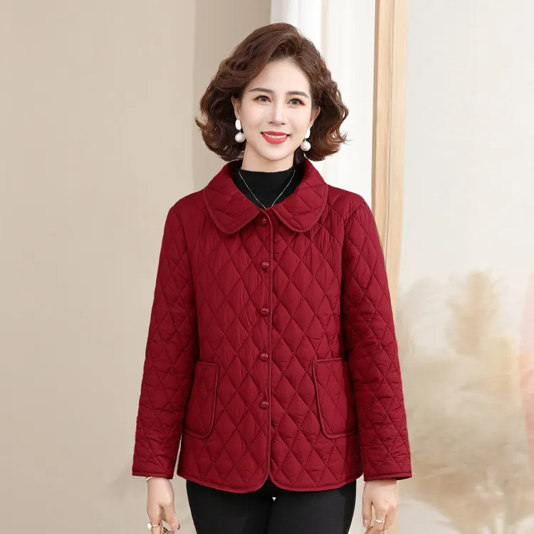 中老年保暖棉服2025春秋新款外穿宽松轻薄内穿小棉袄中老年妈妈装