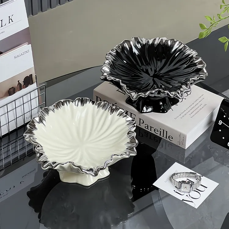 陶瓷高级感果盘客厅茶几家用水果干果盘2025新款轻奢糖果盘零食盘